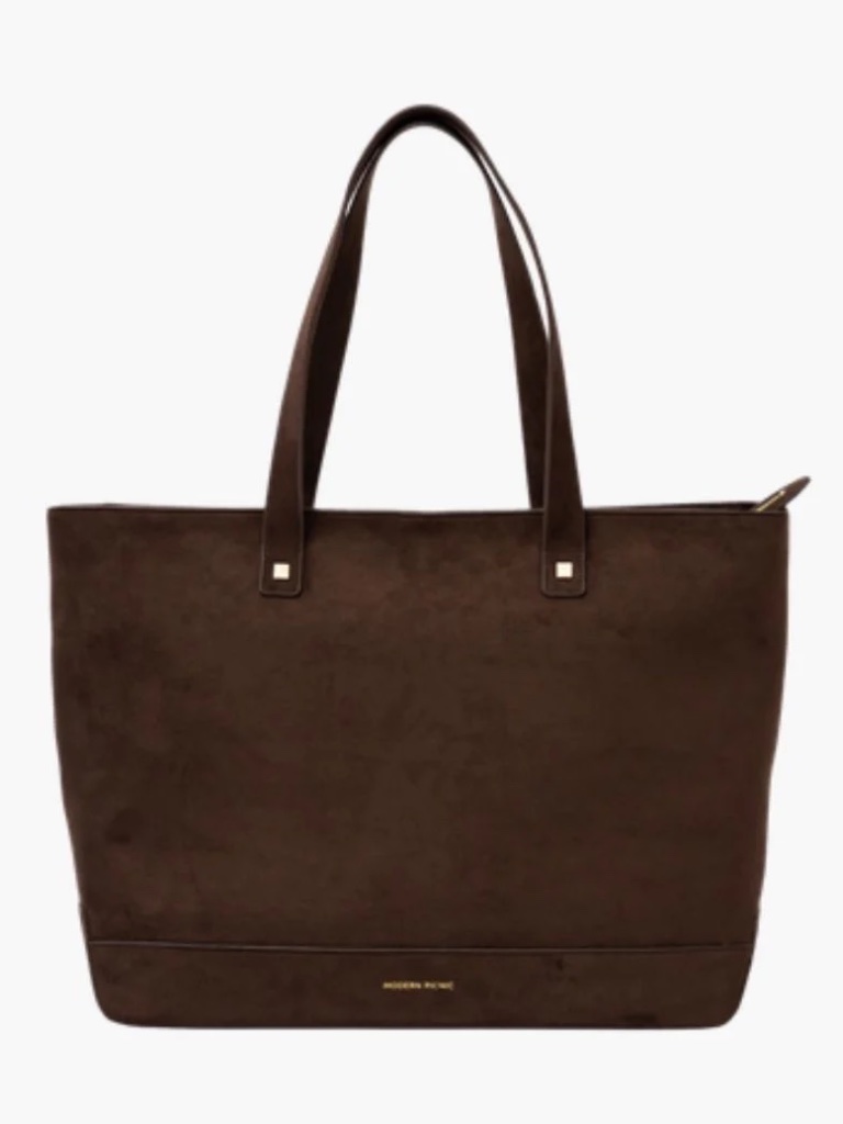 Modern Picnic The Tote Brown Suede With Complimentary Insulated Removable Pouch